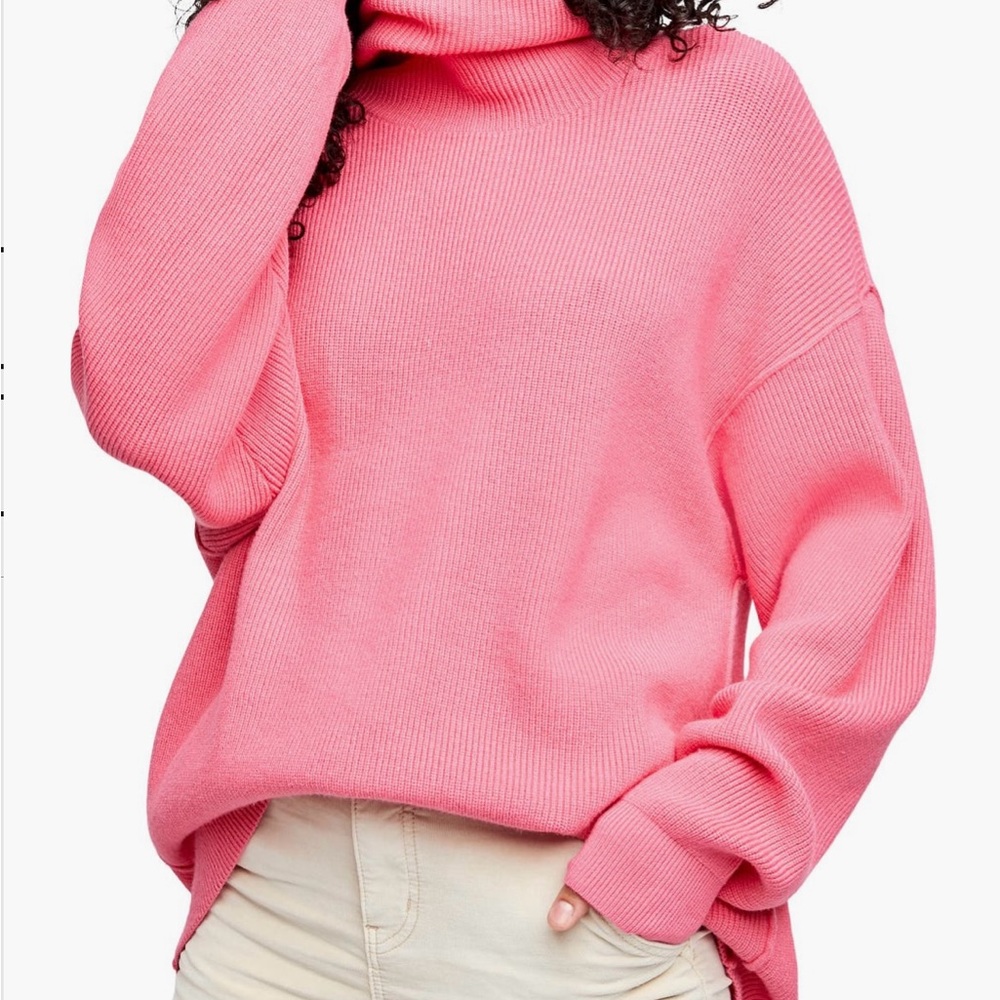 Free People Pink Softly Structured Knit Tunic
